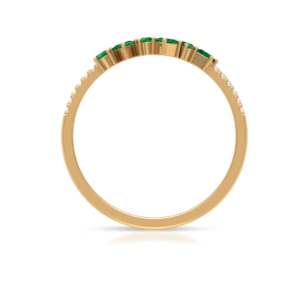 1/4 CT Created Emerald and Diamond Minimal Ring Lab Created Emerald - ( AAAA ) - Quality - Rosec Jewels