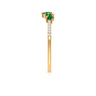 1/4 CT Created Emerald and Diamond Minimal Ring Lab Created Emerald - ( AAAA ) - Quality - Rosec Jewels