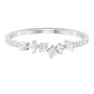 Certified Moissanite Thin Half Eternity Band Ring Moissanite - ( D-VS1 ) - Color and Clarity - Rosec Jewels