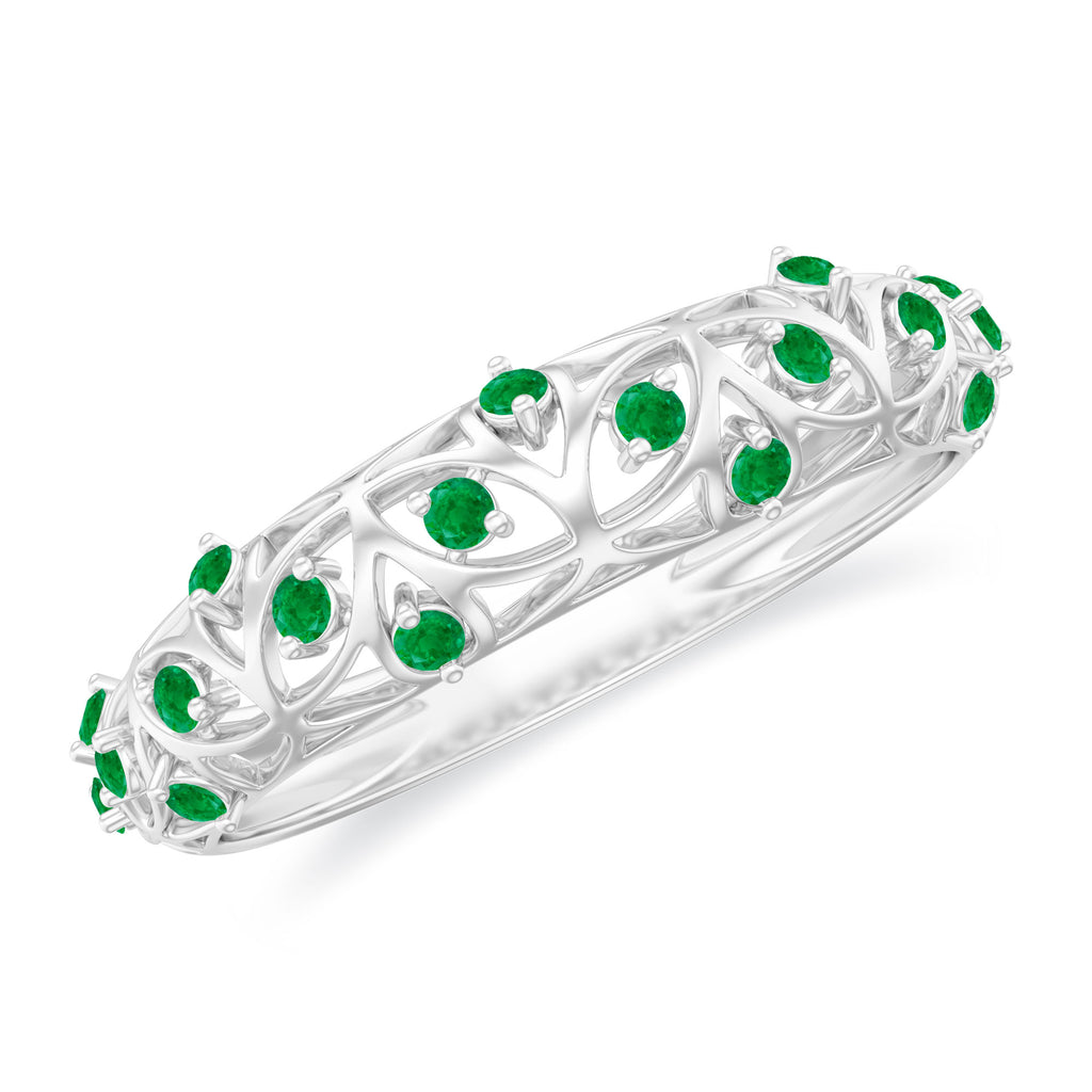 1/2 CT Emerald Filigree Band Ring in Prong Setting