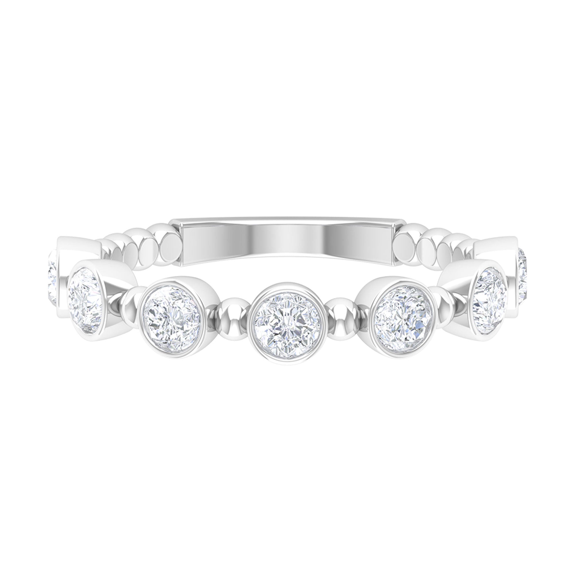 3/4 CT Bezel Set Moissanite Stackable Anniversary Band Ring Moissanite - ( D-VS1 ) - Color and Clarity - Rosec Jewels