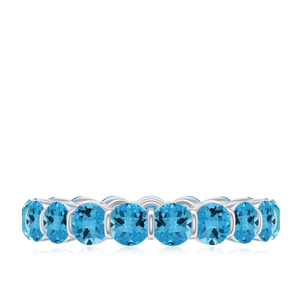 Eternity Band with Swiss Blue Topaz in Bar Setting for women Swiss Blue Topaz - ( AAA ) - Quality - Rosec Jewels