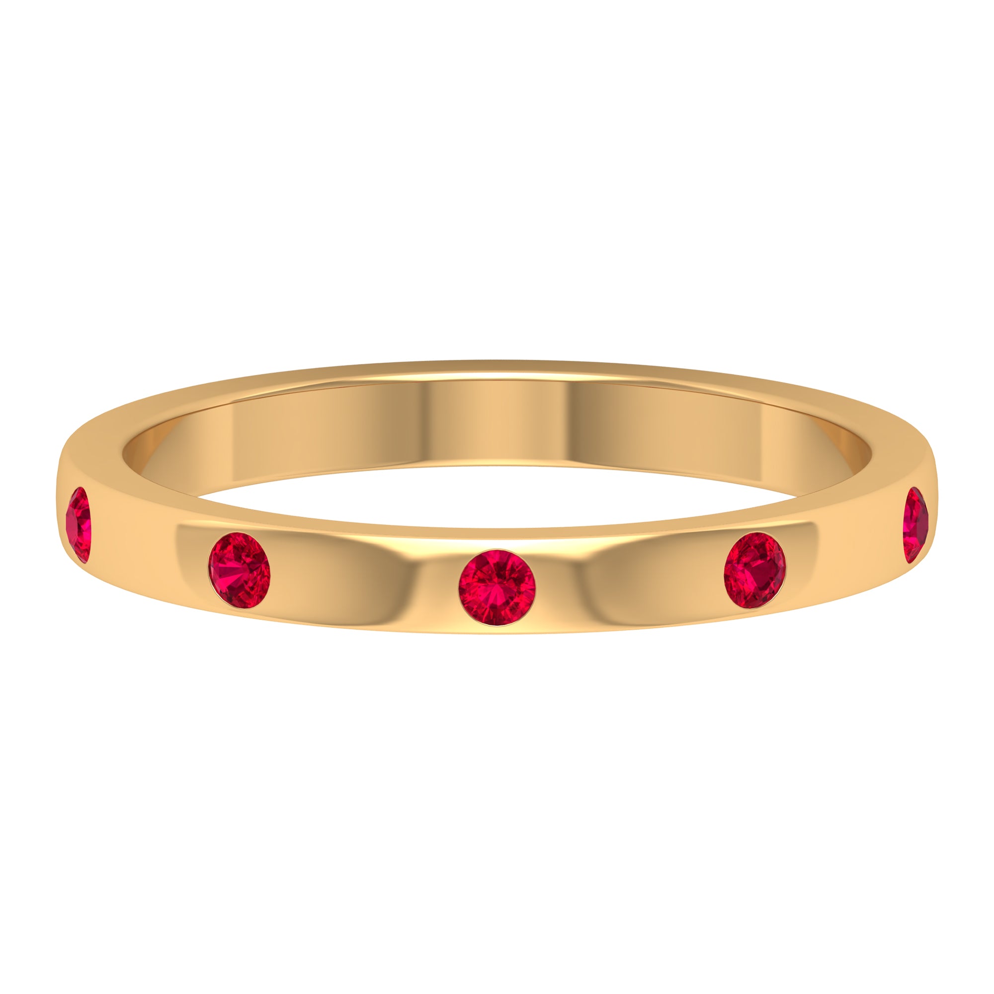 Elegant Ruby Stackable Band Ring in Gypsy Setting Ruby - ( AAA ) - Quality - Rosec Jewels