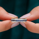 1 CT Created Blue Sapphire Eternity Ring with Milgrain Details Lab Created Blue Sapphire - ( AAAA ) - Quality - Rosec Jewels