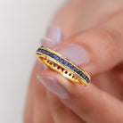1 CT Created Blue Sapphire Eternity Ring with Milgrain Details Lab Created Blue Sapphire - ( AAAA ) - Quality - Rosec Jewels