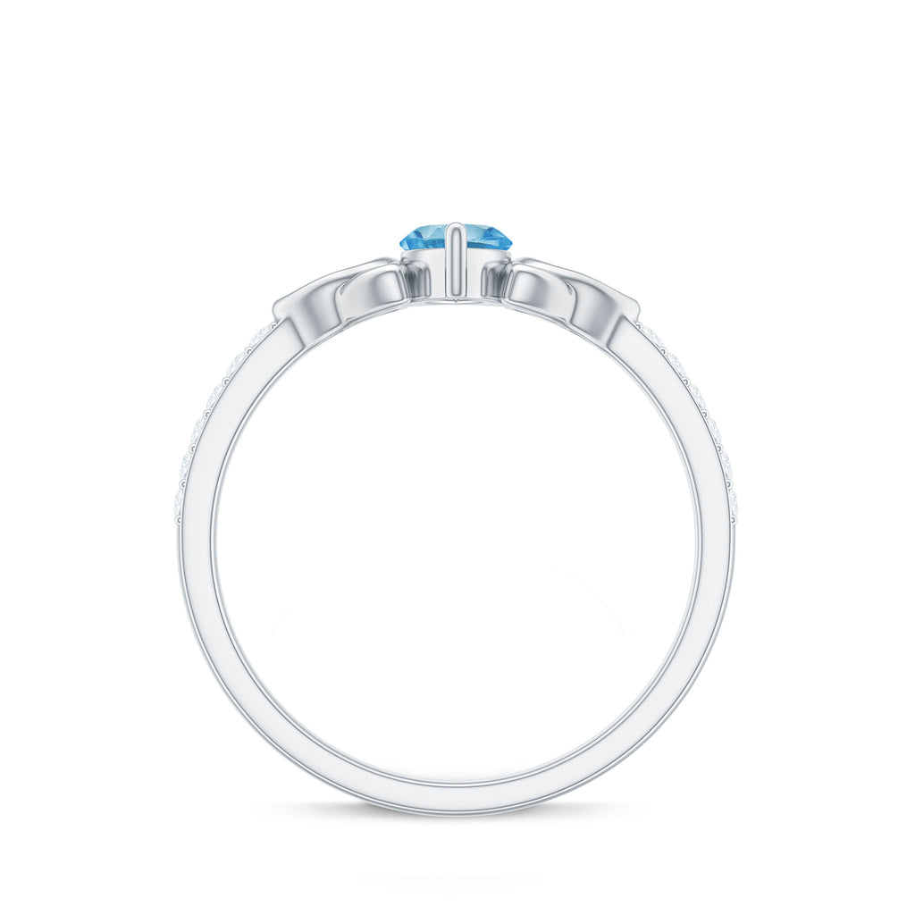 Marquise Cut Swiss Blue Topaz Solitaire Celtic Ring with Diamond Swiss Blue Topaz - ( AAA ) - Quality - Rosec Jewels
