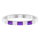 3/4 CT Minimal Amethyst Band Ring with Diamond in Bar Setting Amethyst - ( AAA ) - Quality - Rosec Jewels
