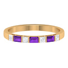 3/4 CT Minimal Amethyst Band Ring with Diamond in Bar Setting Amethyst - ( AAA ) - Quality - Rosec Jewels