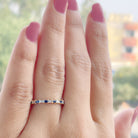 Baguette Cut Lab Created Blue Sapphire and Moissanite Stackable Ring Lab Created Blue Sapphire - ( AAAA ) - Quality - Rosec Jewels