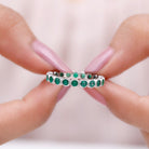 Milgrain Bezel Set Emerald Eternity Ring Emerald - ( AAA ) - Quality - Rosec Jewels