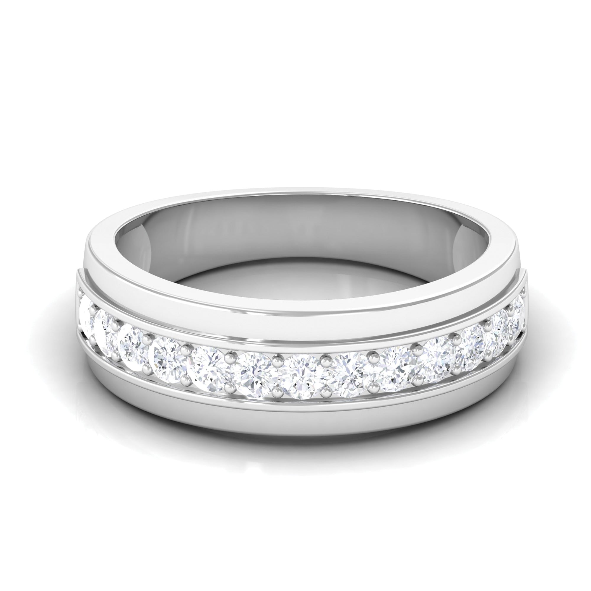 Natural Diamond Wedding Band in Prong Setting Diamond - ( HI-SI ) - Color and Clarity - Rosec Jewels
