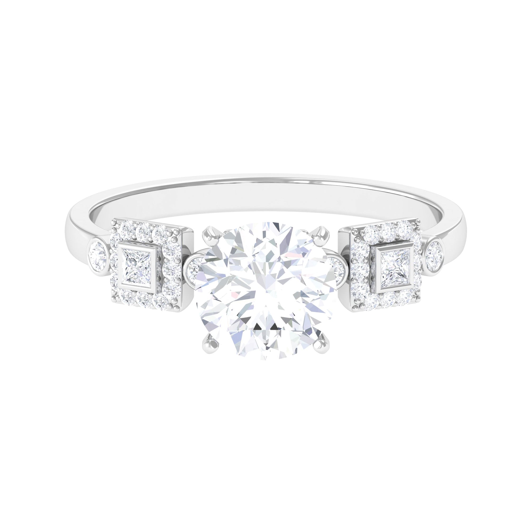 Round Cut Solitaire Moissanite Antique Engagement Ring Moissanite - ( D-VS1 ) - Color and Clarity - Rosec Jewels