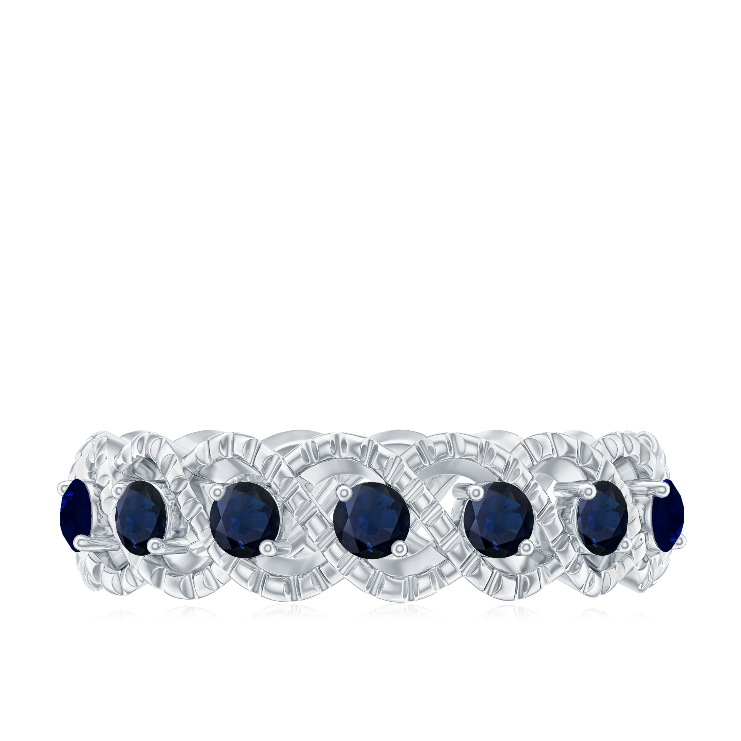 1/2 CT Certified Blue Sapphire Twisted Half Eternity Ring Blue Sapphire - ( AAA ) - Quality - Rosec Jewels