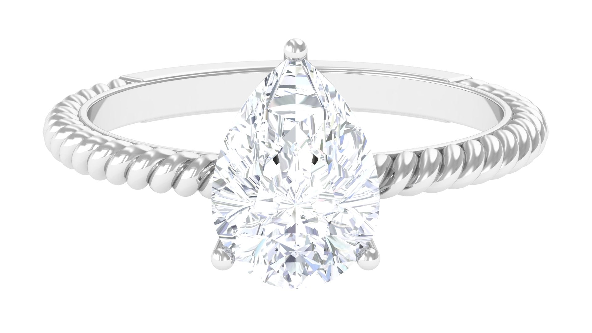 Certified Pear Zircon Solitaire Engagement Ring Zircon - ( AAAA ) - Quality - Rosec Jewels