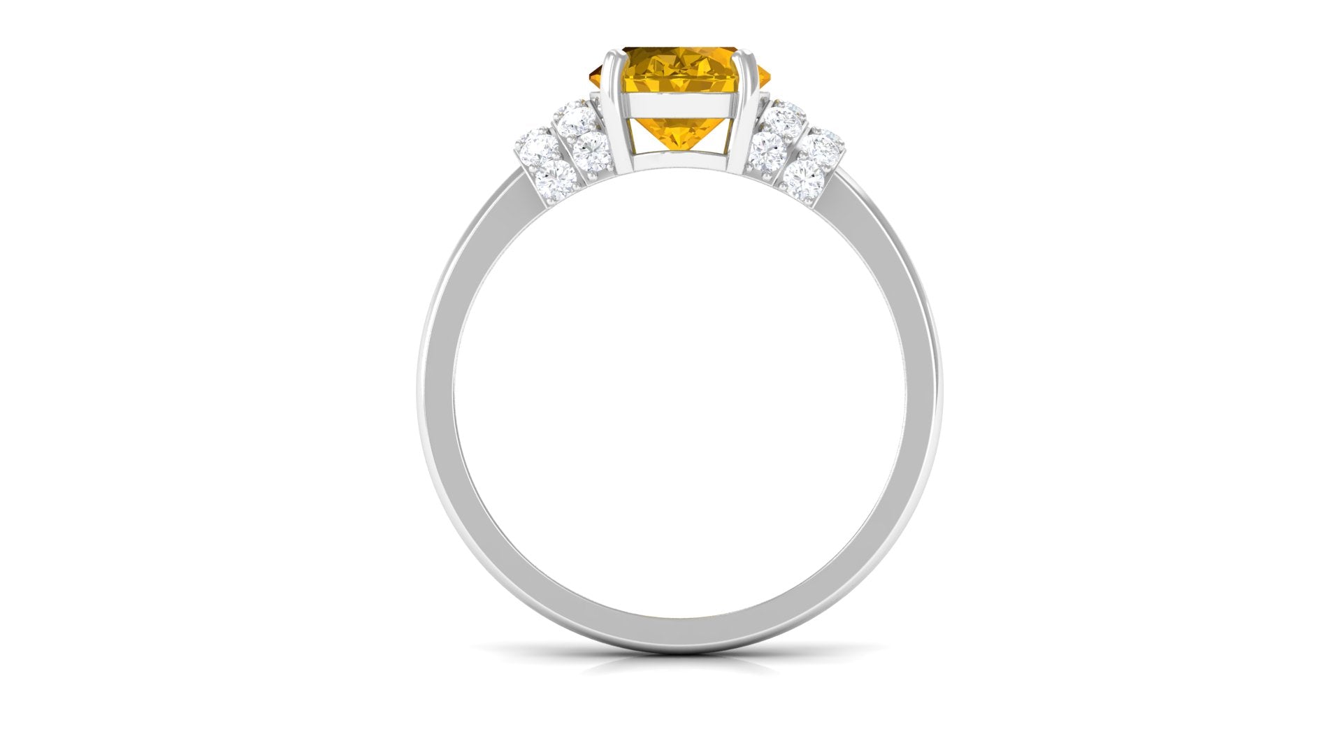 Created Yellow Sapphire Oval Engagement Ring with Diamond Accent Lab Created Yellow Sapphire - ( AAAA ) - Quality - Rosec Jewels