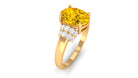 Created Yellow Sapphire Oval Engagement Ring with Diamond Accent Lab Created Yellow Sapphire - ( AAAA ) - Quality - Rosec Jewels
