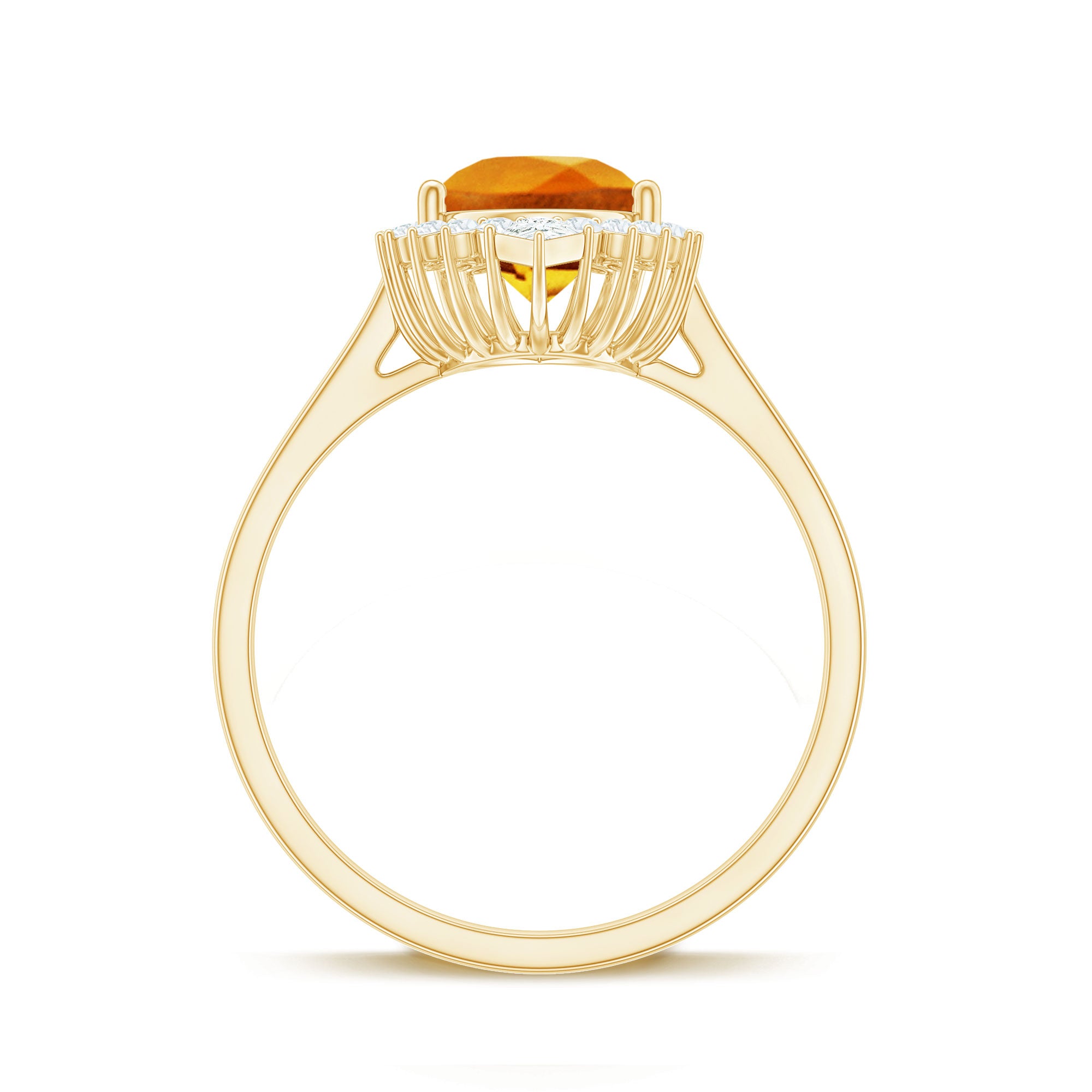 Cocktail Halo Ring with Created Orange Sapphire and Diamond Lab Created Orange Sapphire - ( AAAA ) - Quality - Rosec Jewels