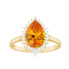 Cocktail Halo Ring with Created Orange Sapphire and Diamond Lab Created Orange Sapphire - ( AAAA ) - Quality - Rosec Jewels