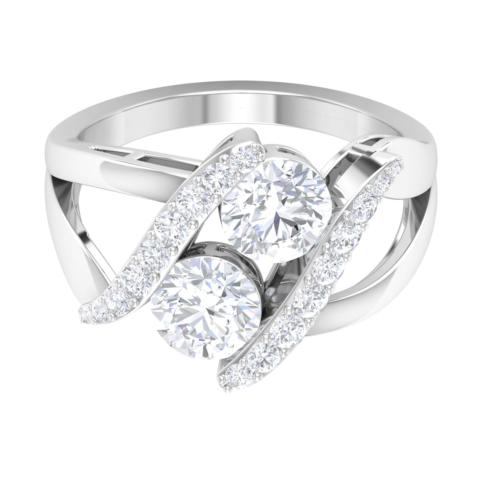 2.50 CT Split Shank Bypass Moissanite Anniversary Ring Moissanite - ( D-VS1 ) - Color and Clarity - Rosec Jewels
