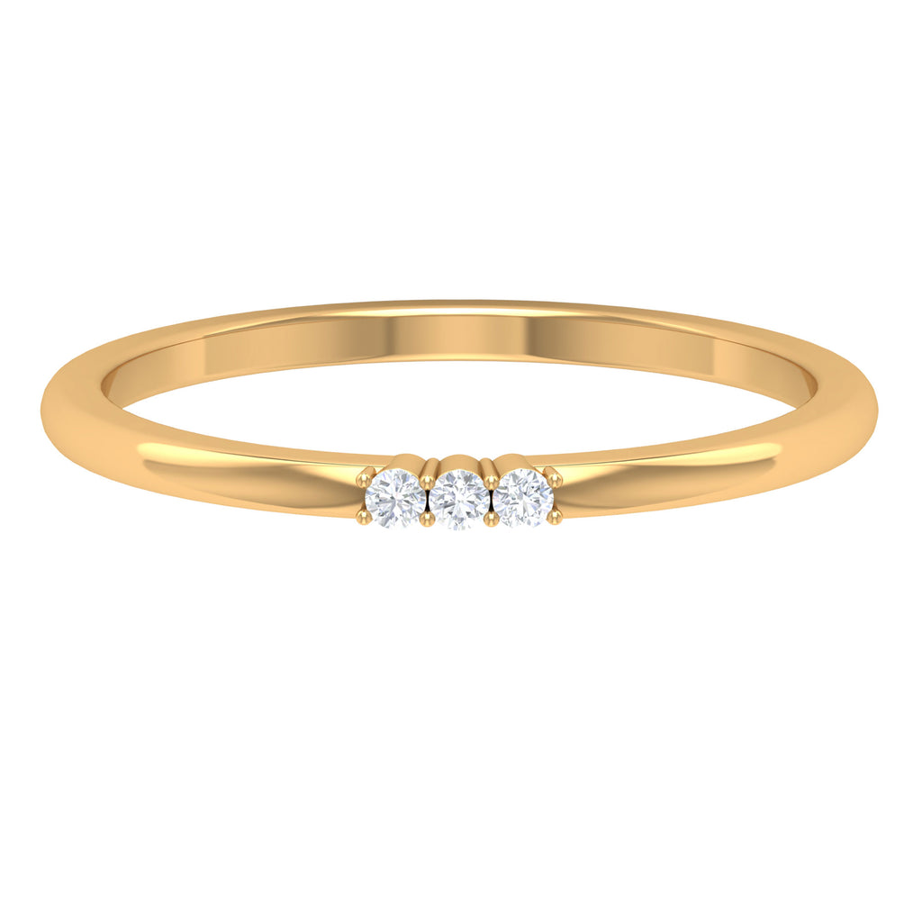 Two Prong Set Diamond Stackable 3 Stone Ring Diamond - ( HI-SI ) - Color and Clarity - Rosec Jewels