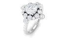 Round Moissanite Vintage Style Engagement Ring Moissanite - ( D-VS1 ) - Color and Clarity - Rosec Jewels