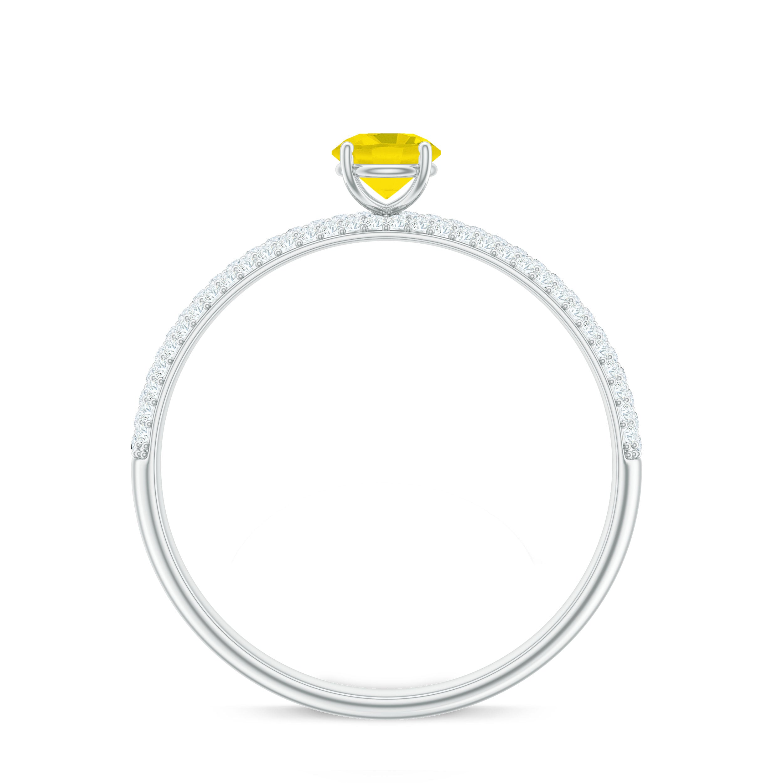 1.25 CT Yellow Sapphire Solitaire Ring with Diamond Yellow Sapphire - ( AAA ) - Quality - Rosec Jewels