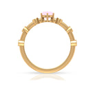 6 Prong Set Solitaire Rose Quartz Ring with Spaced Diamond Rose Quartz - ( AAA ) - Quality - Rosec Jewels