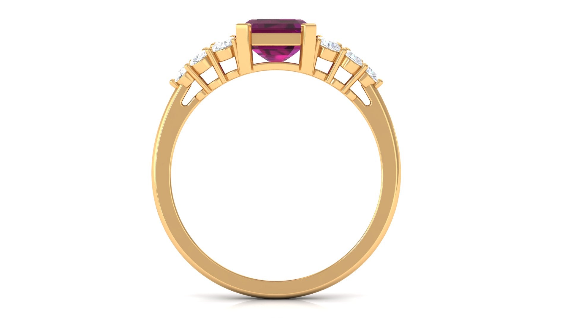 3 CT Designer Rhodolite Engagement Ring with Diamond Rhodolite - ( AAA ) - Quality - Rosec Jewels