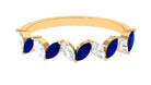 Lab Created Blue Sapphire and Moissanite Half Eternity Ring Lab Created Blue Sapphire - ( AAAA ) - Quality - Rosec Jewels