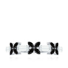 Floral Created Black Diamond and Moissanite Half Eternity Ring Lab Created Black Diamond - ( AAAA ) - Quality - Rosec Jewels