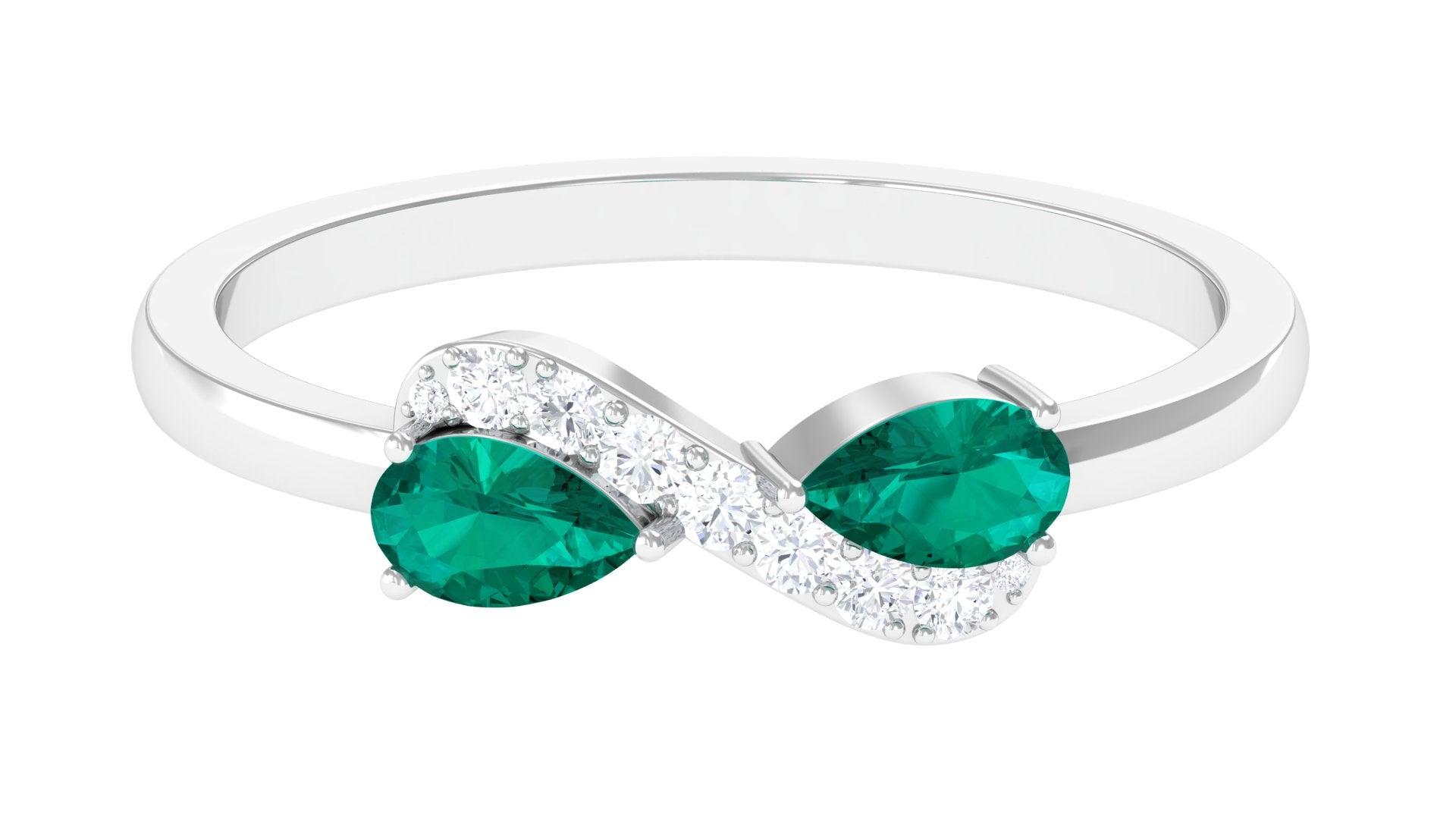 1/2 CT Pear Cut Emerald and Diamond Infinity Promise Ring Emerald - ( AAA ) - Quality - Rosec Jewels