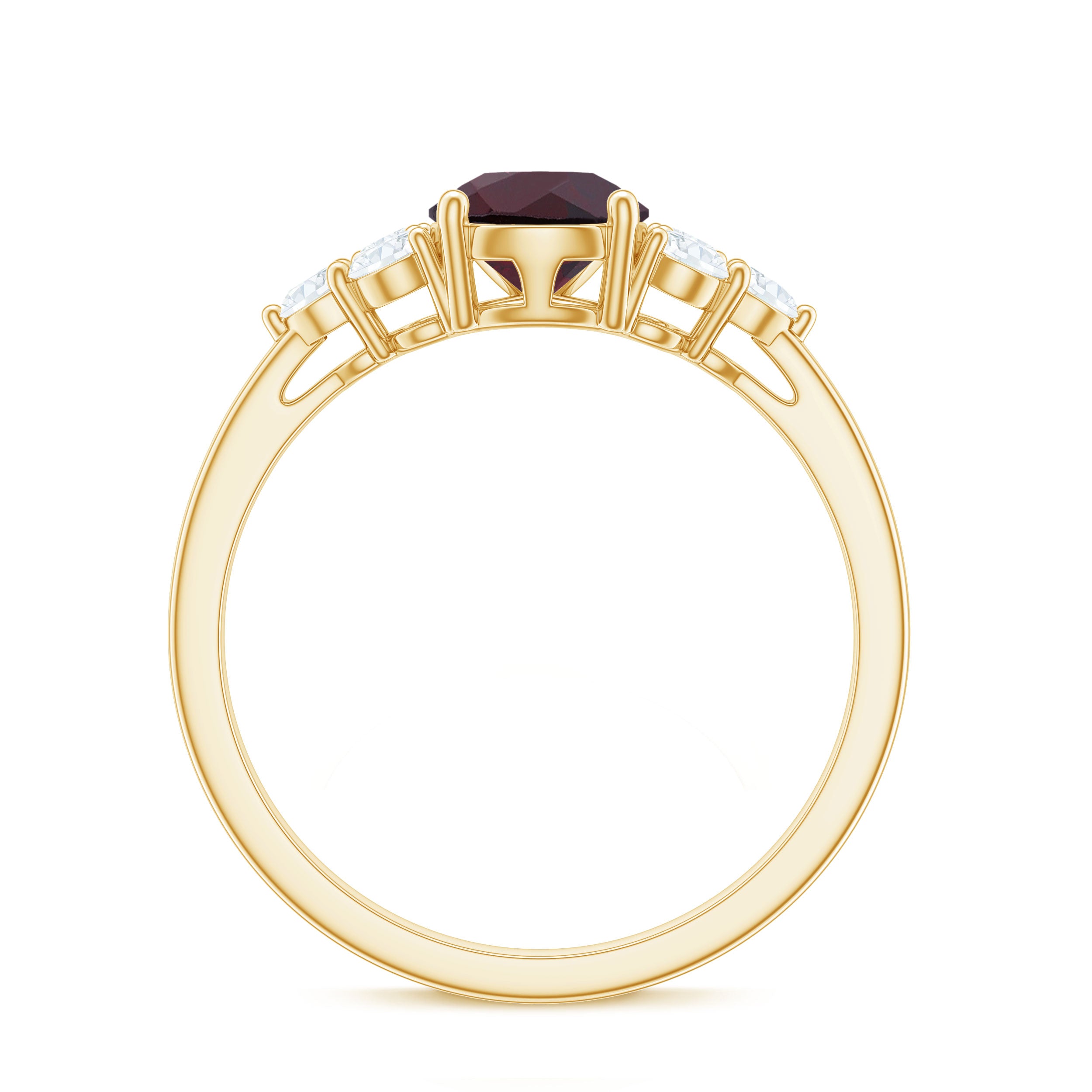 2 CT Pear Cut Rhodolite Solitaire Ring with Diamond Trio Rhodolite - ( AAA ) - Quality - Rosec Jewels