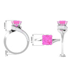 Created Pink Sapphire Solitaire Bypass Engagement Ring with Diamond Lab Created Pink Sapphire - ( AAAA ) - Quality - Rosec Jewels