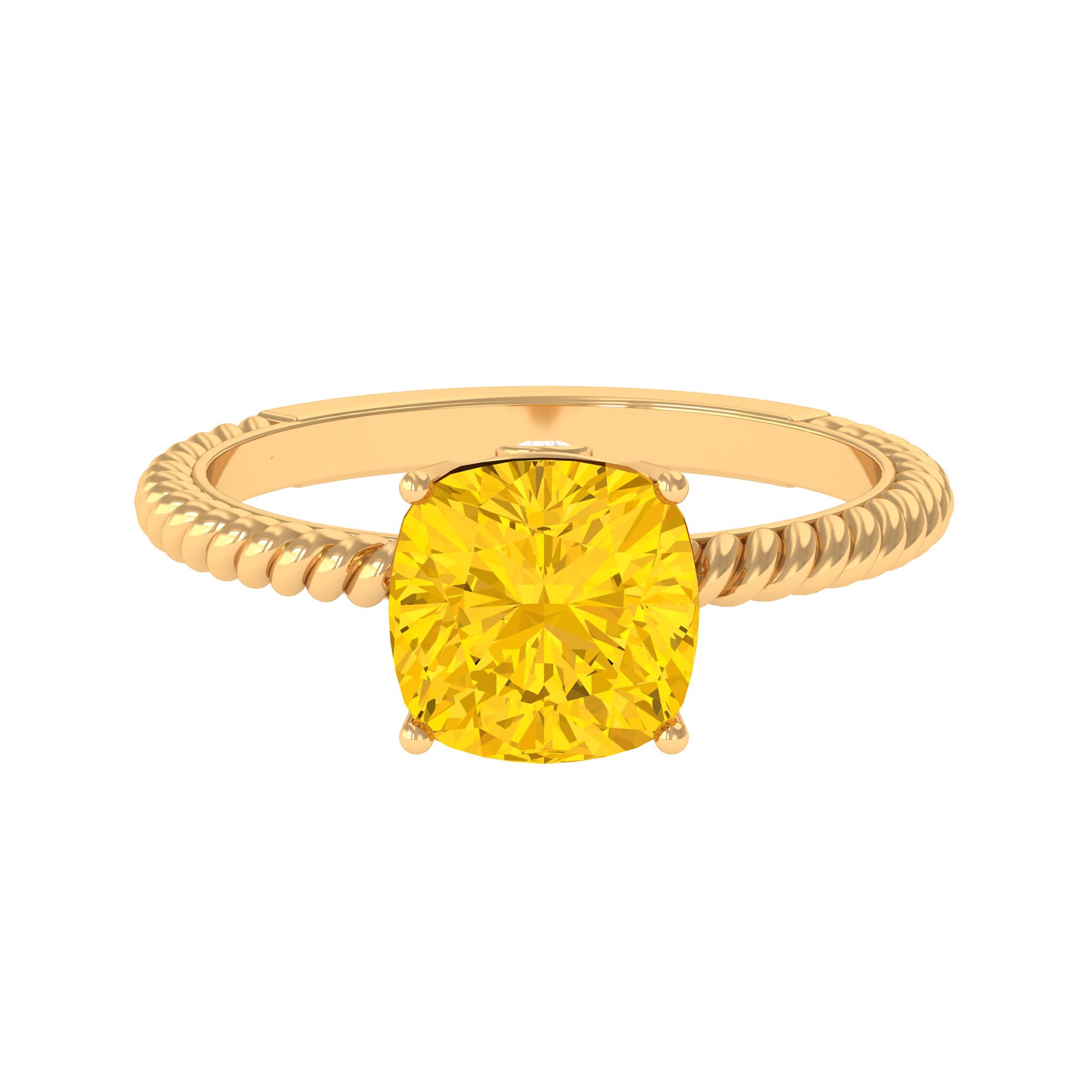 Created Yellow Sapphire Solitaire Engagement Ring Lab Created Yellow Sapphire - ( AAAA ) - Quality - Rosec Jewels