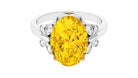 Oval Created Yellow Sapphire Solitaire Engagement Ring Lab Created Yellow Sapphire - ( AAAA ) - Quality - Rosec Jewels