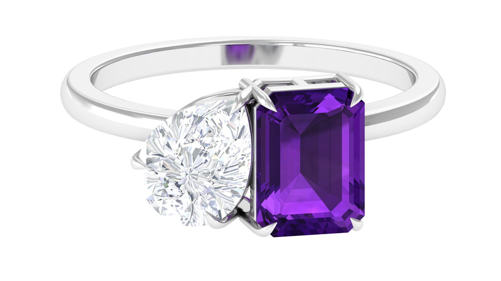 Real Amethyst and Moissanite Toi Et Moi Ring