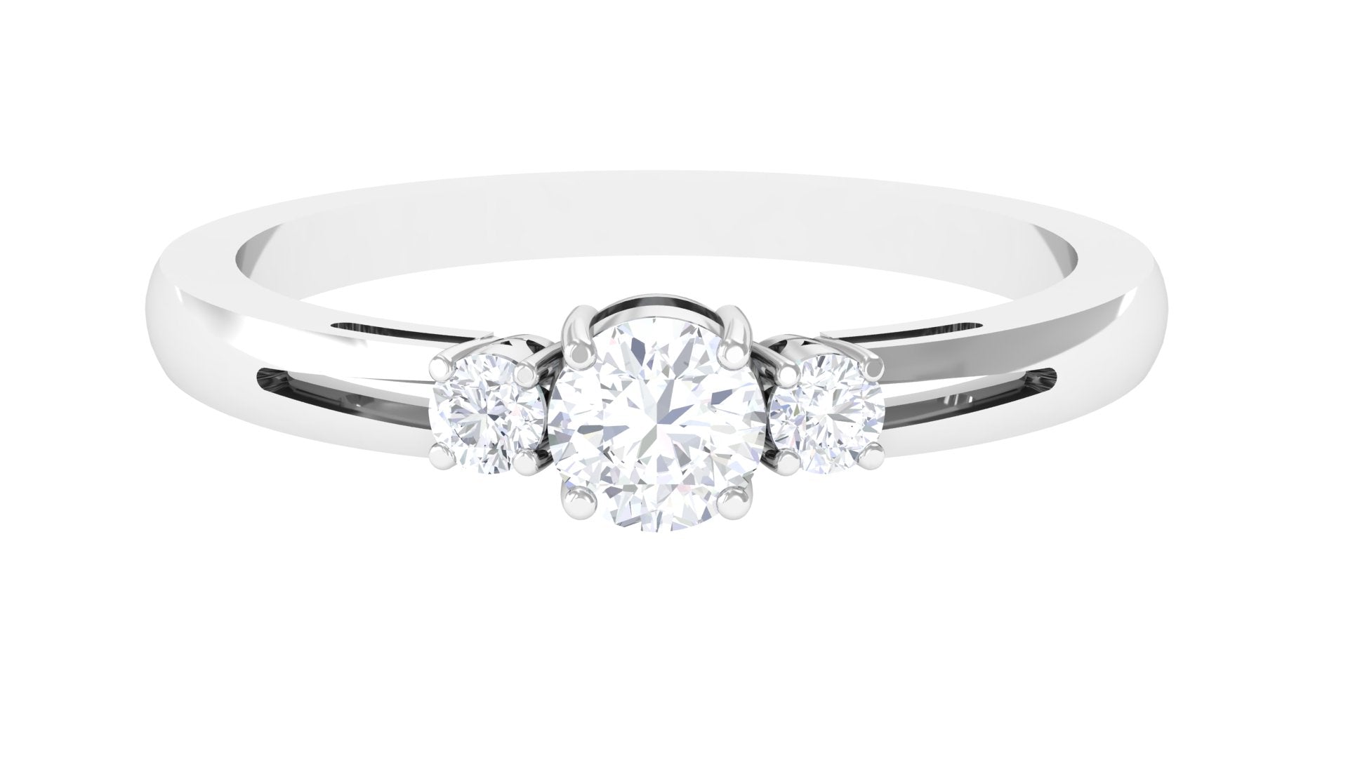 Lovely 3 Stone Moissanite Simple Ring Moissanite - ( D-VS1 ) - Color and Clarity - Rosec Jewels
