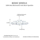 Certified Moissanite Three Stone Engagement Ring in Prong Setting Moissanite - ( D-VS1 ) - Color and Clarity - Rosec Jewels