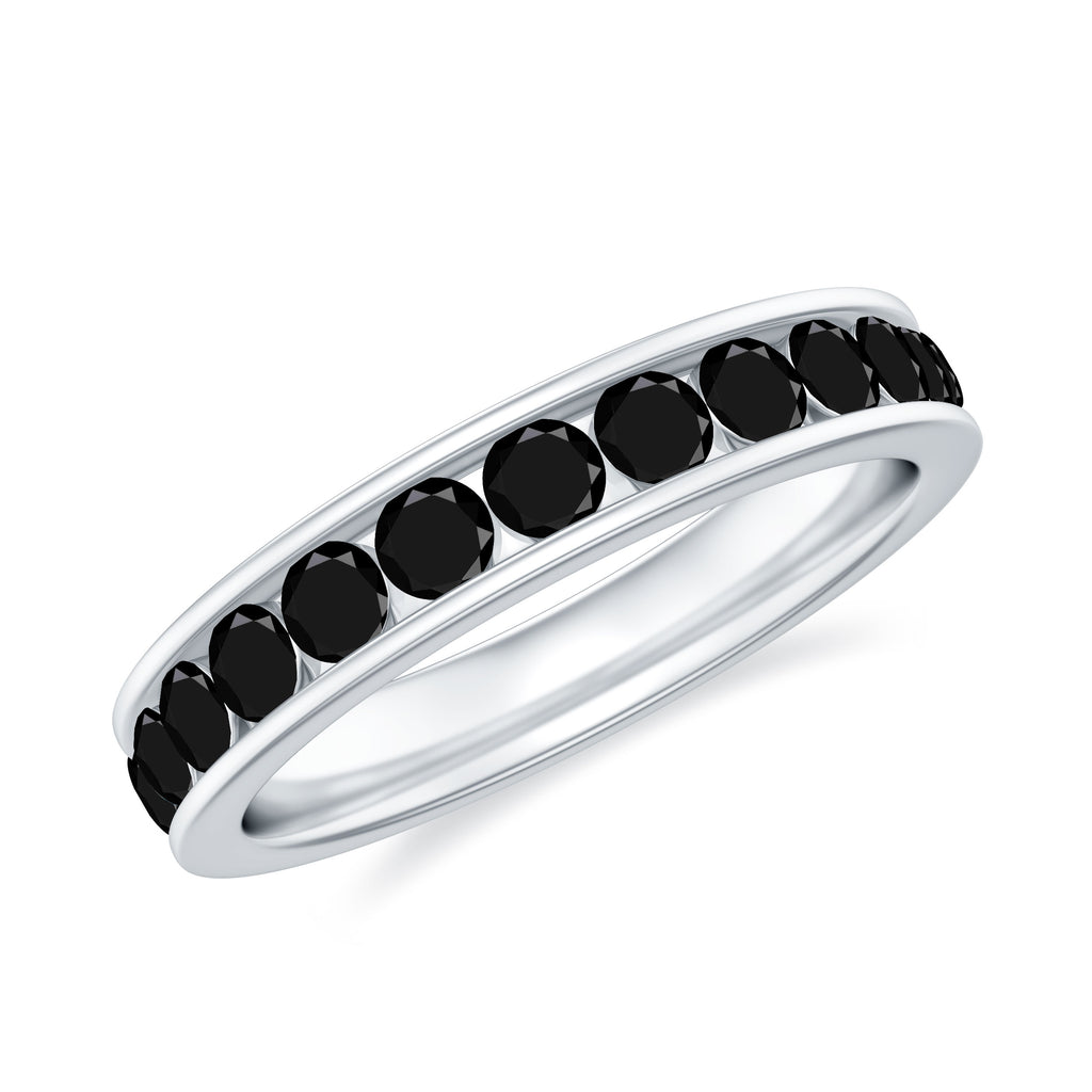 Phenomenal 2 MM Round Cut Black Diamond Eternity Ring for Women