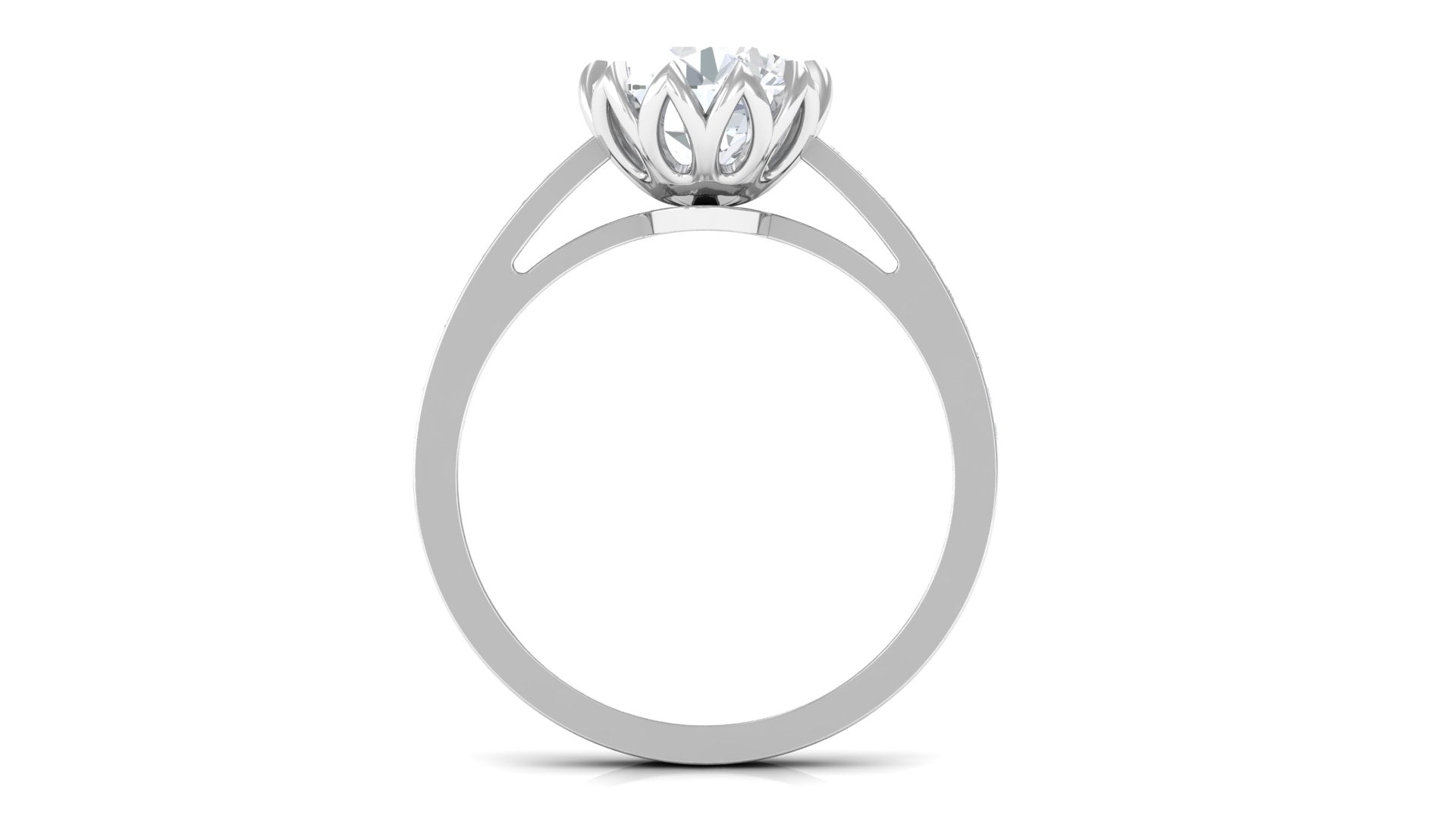 2.50 CT Round Moissanite Solitaire Engagement Ring with Side Stones Moissanite - ( D-VS1 ) - Color and Clarity - Rosec Jewels