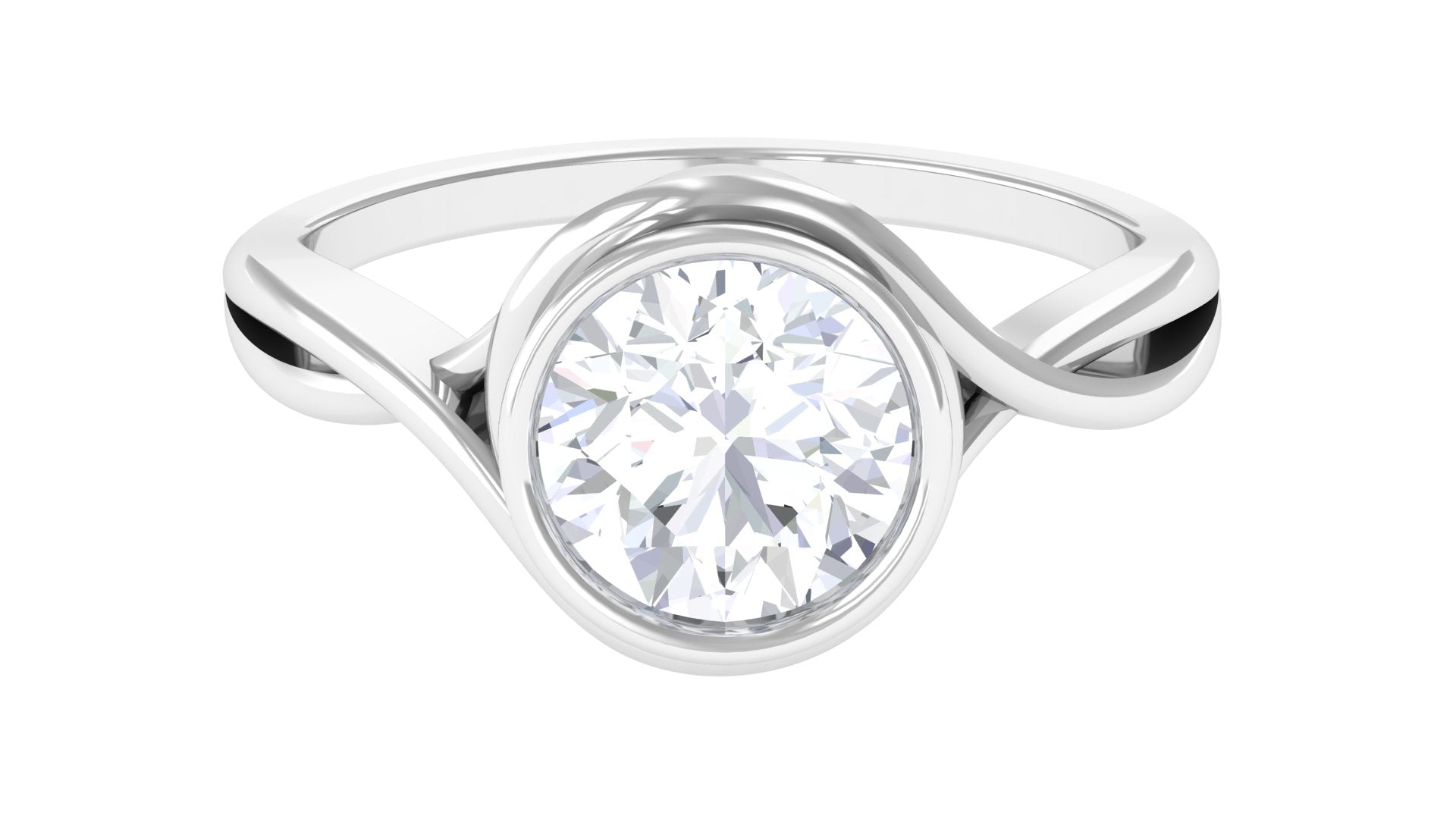 2 CT Round Cut Moissanite Solitaire Ring with Crossover Shank Moissanite - ( D-VS1 ) - Color and Clarity - Rosec Jewels
