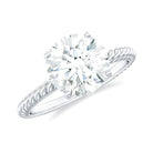 Round Cut Moissanite Solitaire Ring with Gold Twisted Rope Moissanite - ( D-VS1 ) - Color and Clarity - Rosec Jewels