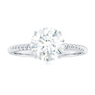 Round Cut Moissanite Solitaire Ring with Gold Twisted Rope Moissanite - ( D-VS1 ) - Color and Clarity - Rosec Jewels