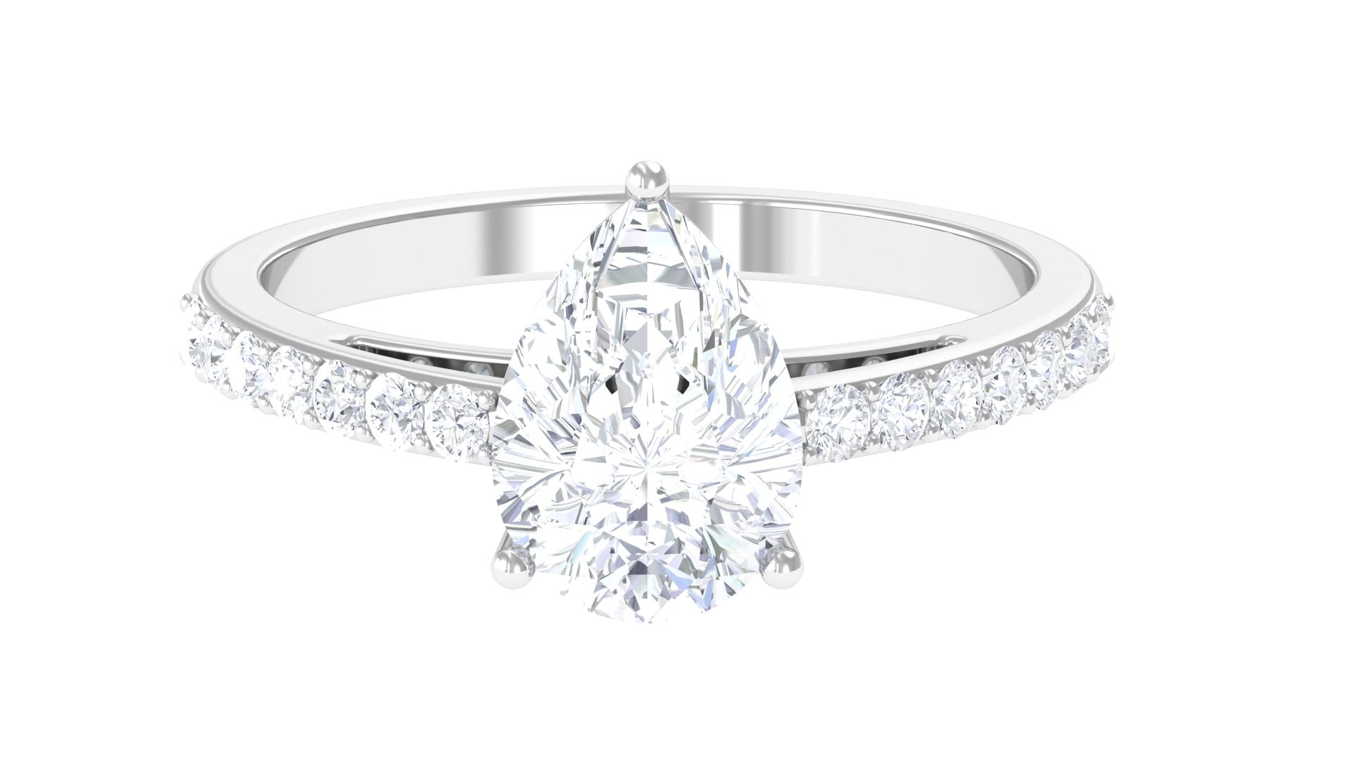 2.25 CT Solitaire and Hidden Moissanite Ring with Surfaced Prong Side Stones Moissanite - ( D-VS1 ) - Color and Clarity - Rosec Jewels