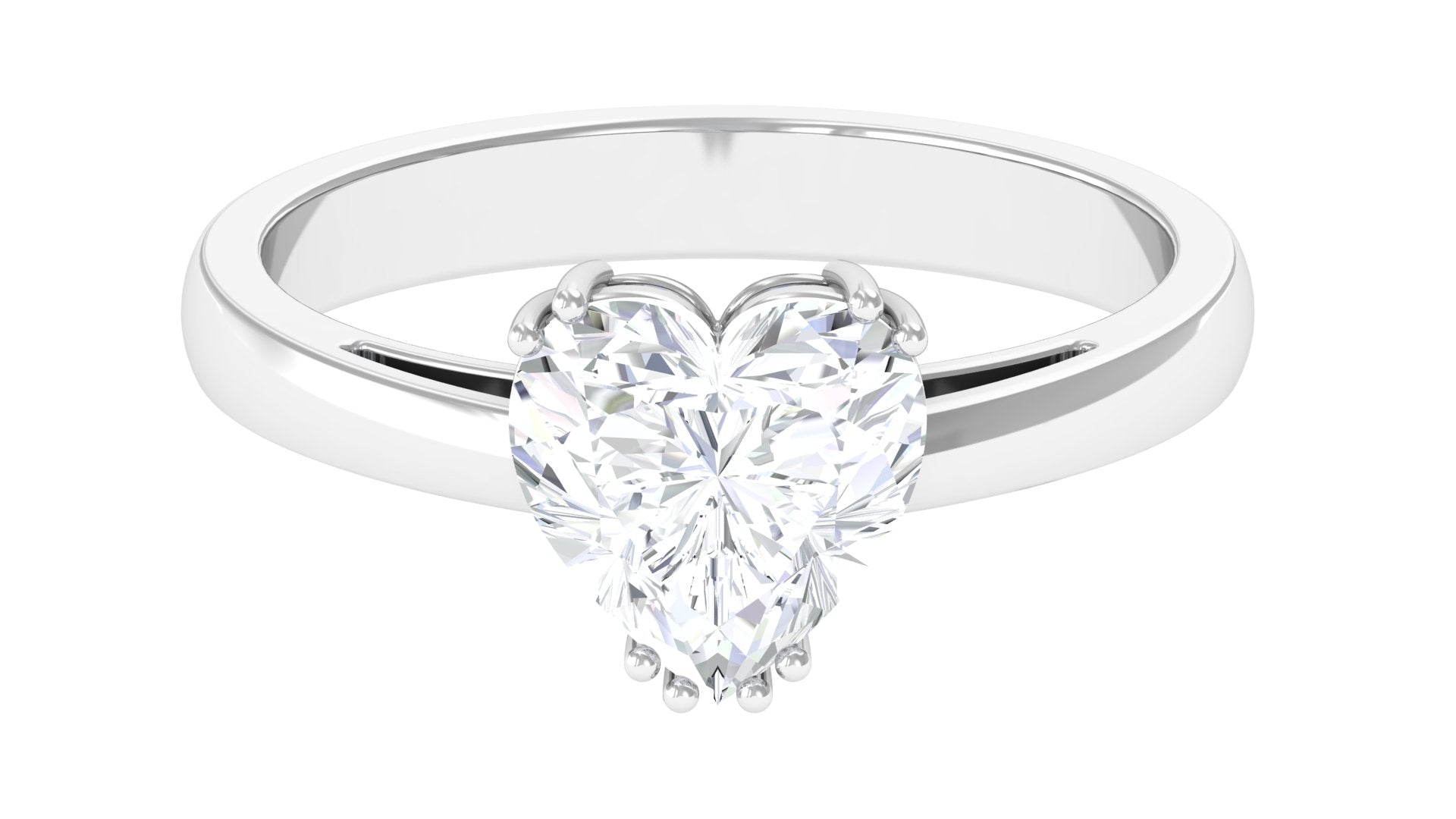 Certified Moissanite Solitaire Heart Engagement Ring Moissanite - ( D-VS1 ) - Color and Clarity - Rosec Jewels