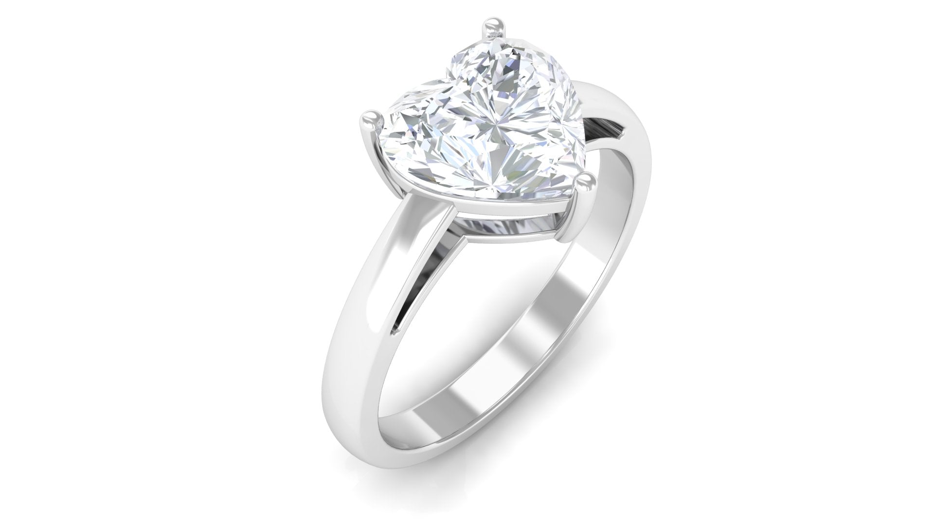 2 CT Heart Shape Moissanite Solitaire Engagement Ring Moissanite - ( D-VS1 ) - Color and Clarity - Rosec Jewels