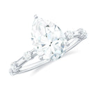 Large Pear Shaped Moissanite Solitaire Engagement Ring in Gold Moissanite - ( D-VS1 ) - Color and Clarity - Rosec Jewels