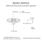 Heart Shape Certified Moissanite Solitaire Ring with Side Stones Moissanite - ( D-VS1 ) - Color and Clarity - Rosec Jewels