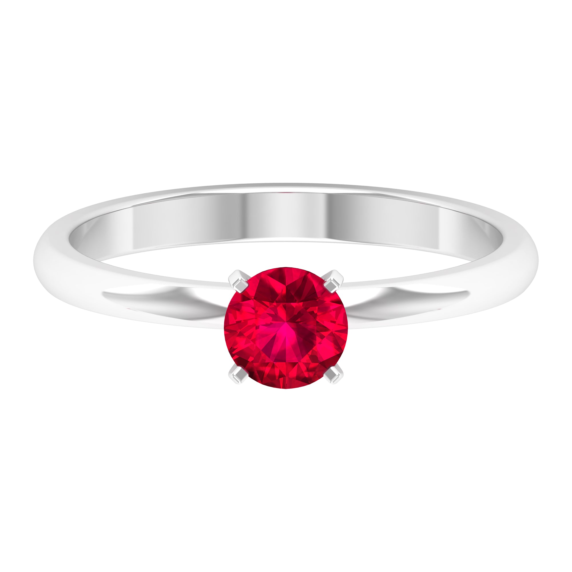 5 MM Ruby Solitaire Ring in Peg Head Setting Ruby - ( AAA ) - Quality - Rosec Jewels