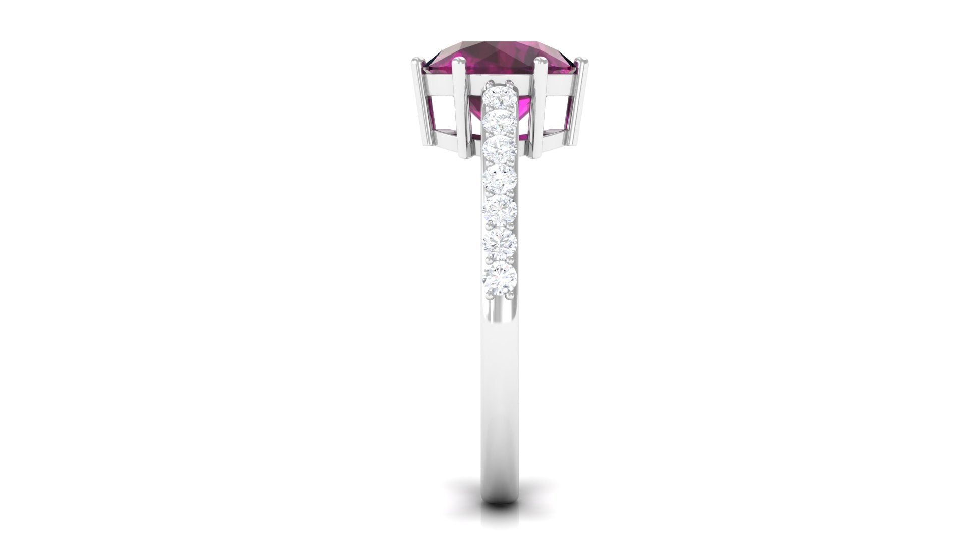 2.75 CT Genuine Rhodolite Engagement Ring with Moissanite Stones Rhodolite - ( AAA ) - Quality - Rosec Jewels